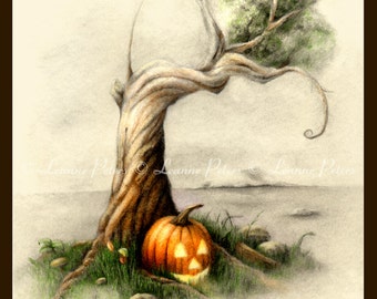 Halloween Archival Print, Pumpkin Art Print, Witchy Art Print, Jack O'Lantern Art Print