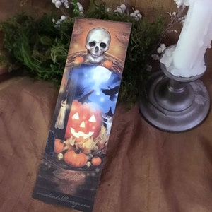 Halloween Skull Bookmark, Witchy Bookmark, Samhain Bookmark, Jack O'Lantern Rat Halloween Bookmark