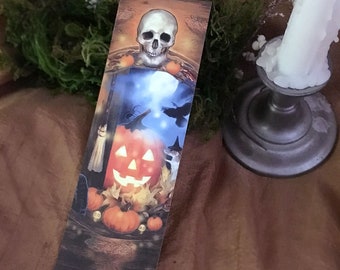 Halloween Skull Bookmark, Witchy Bookmark, Samhain Bookmark, Jack O'Lantern Rat Halloween Bookmark