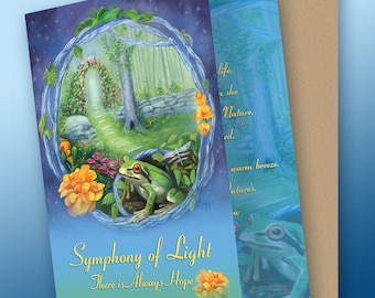 Symphony of Light Greeting Card, Frog Garden Card, Midsummer Card, Rose Arbor Card