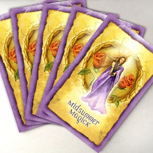 Paquete de 5 tarjetas de felicitación Litha Card, tarjetas de solsticio de verano, tarjetas de Sabbat y tarjetas de vacaciones bajas.
