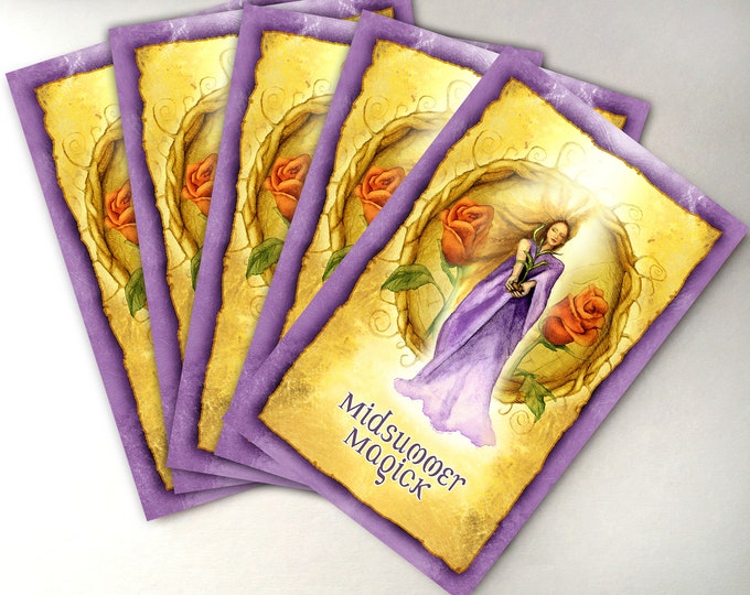 Featured listing image: Litha Card Pack of 5 Greeting Cards, Midsummer Cards, Low Holiday Summer Solstice Cards, Sabbat Cards
