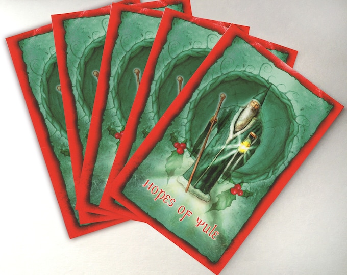 Featured listing image: Yule Cards - Pack of 5 - Low Holiday - Winter Solstice - Sabbat Cards