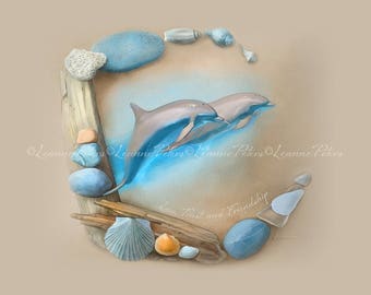 Digital Screensaver - Desktop Wallpaper - Ipad Art Instant Download by Leanne Peters - "Sea Angels" - Seaside Art - Dolphin Art