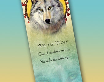 Winter Wolf Bookmark - Bookmarker - Bookmarking - Bookmarks for Books - Book Mark - Reading Bookmark - Wolf Art