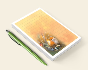 Fox Notepad, Red Fox Stationery, Fall Stationary, Autumn Floral Notepad