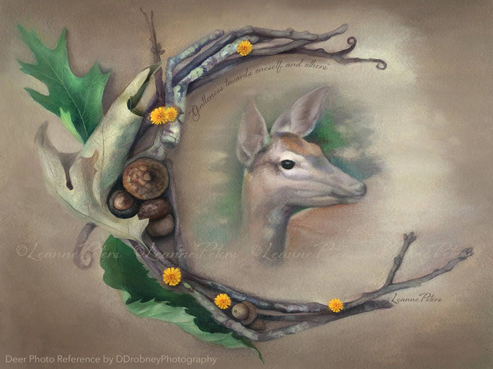 Deer Spirit by Leanne Peters - Spirit Animal Art - Deer Art