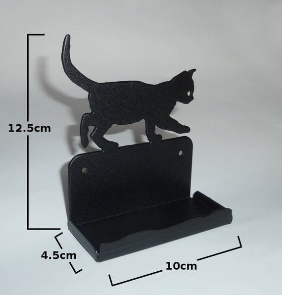 Cute Cat Kitten Metal Business Card Holder Office Desk Image 0