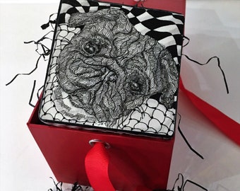 Pug, Zentangle, Canine, Pet, Dog Art, Handmade, Gift for Pet Lovers, Holiday