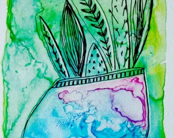 Potted Succulent Green Cacti Wall Art / Cactus Art Prints / Botanical Art / Minnie&Lou Botanical Wall Art Prints / Greenery Wall Art Prints