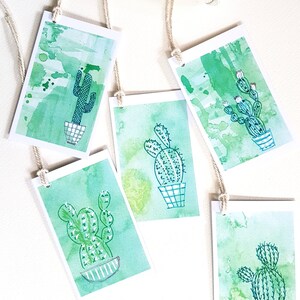 Etiquetas de regalo de cactus verde / conjuntos de etiquetas de regalo de arte de cactus / etiquetas de regalo cacti / juegos de tarjetas de regalo ilustradas a mano / modernos / etiquetas sweetminnielou