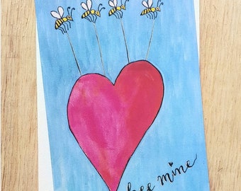 Tarjeta de San Valentín "Bee Mine" Lindas tarjetas de amor / Bee Mine Regalos del día de San Valentín para la personas que amas / Tarjeta de San Valentín Be Mine para él o ella