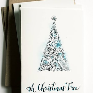 Juego de tarjetas de Navidad de diseño de 5 Oh árbol de Navidad, papelería ecológica, 100% de stock de tarjetas recicladas, hecho en Melbourne Australia, Minnie&Lou