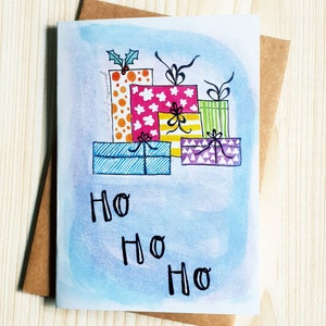 Juego de tarjetas de Navidad de diseño 5 Ho Ho Ho, papelería ecológica, cartulina 100% reciclada, fabricada en Melbourne Australia, Minnie&Lou