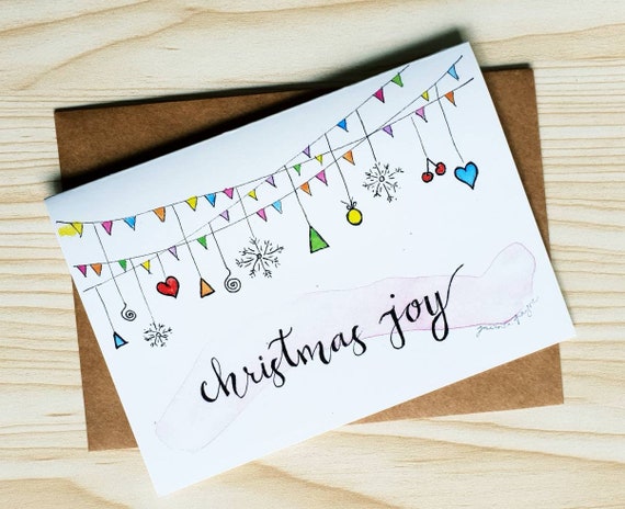 Christmas Card Set Of 5 Christmas Joy Design Eco Etsy