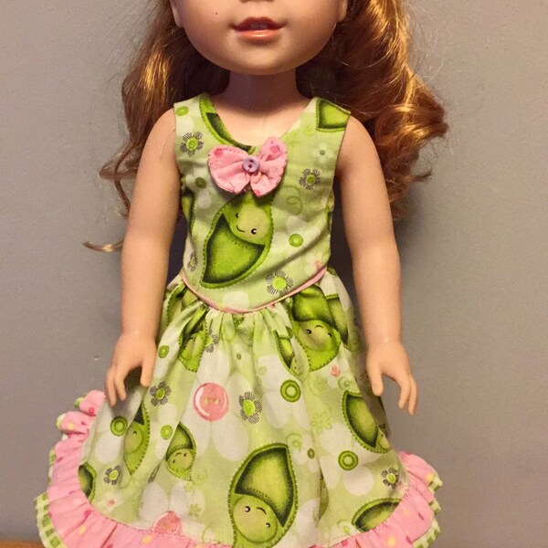 Peas in a pod dress for 14.5 inch doll