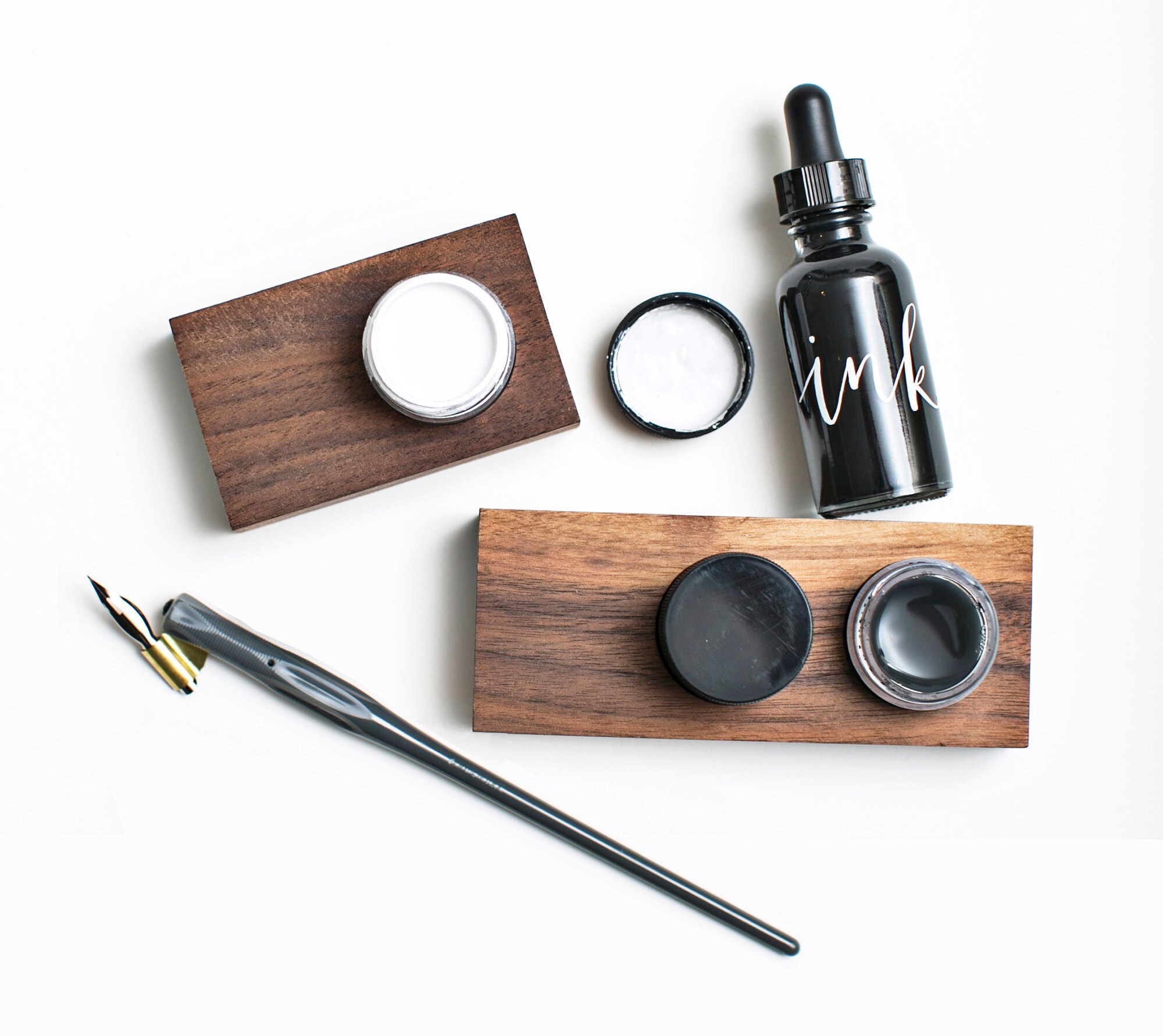 Pws Inkwell Walnut Double Inkwell - Etsy