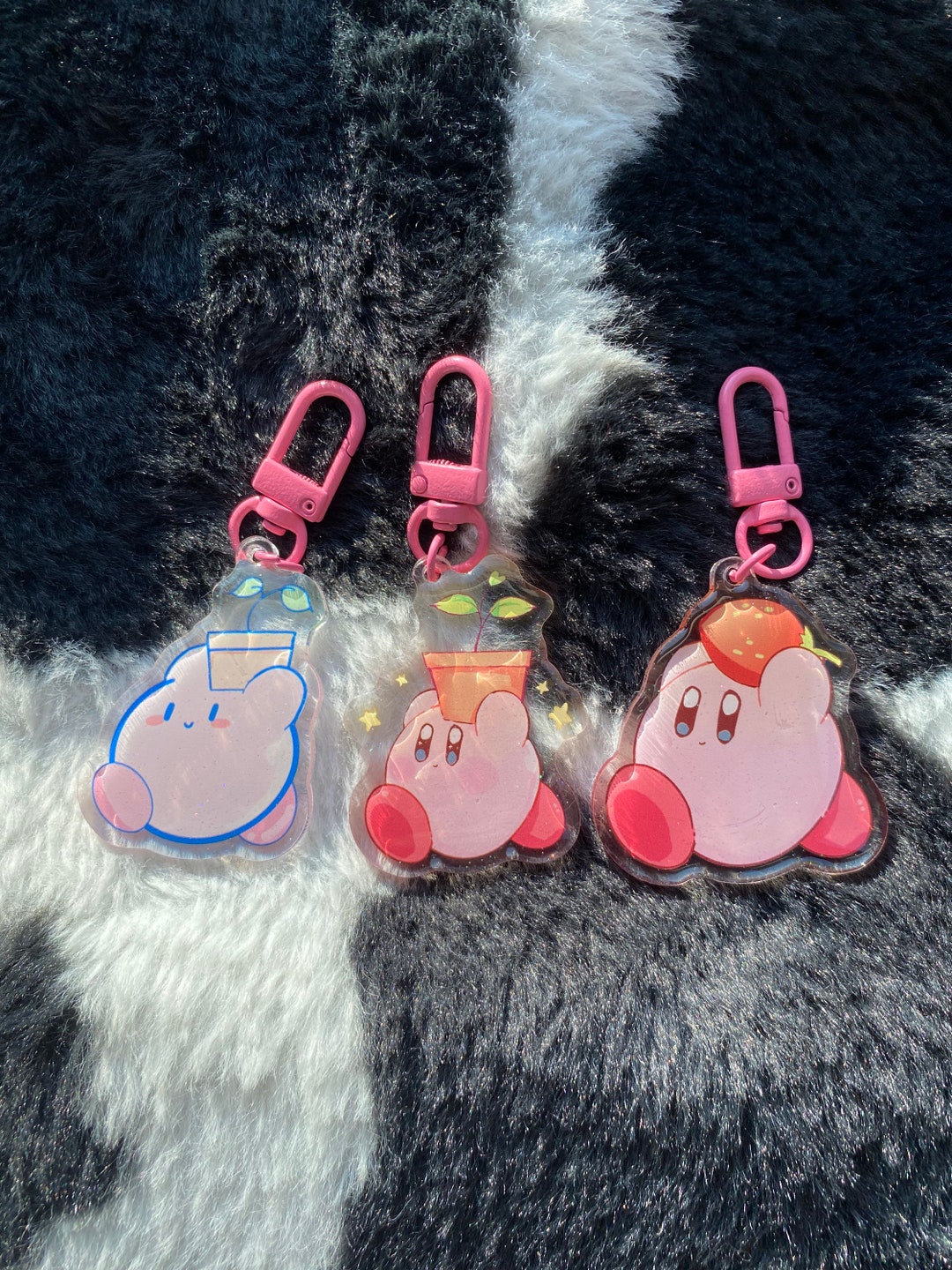 Sprout Kirby || Strawberry Kirby Glitter Keychains - Etsy