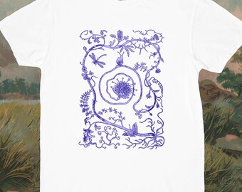 Fairycore T-Shirt: Dragonfly, Forest Design, Boho Clothing