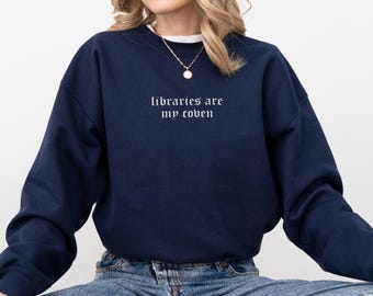 Witchy Embroidered Sweatshirt, Dark Academia Book Lover Gift