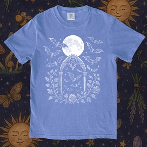 Gothic Bat Shirt, Full Moon, Dark Academia Tee image 5