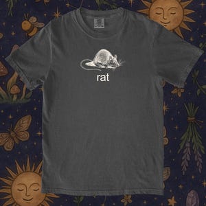 Camiseta vintage de rata, estilo Dark Academia, divertida, con estampado minimalista de animales, ideal para amantes de los roedores. imagen 6