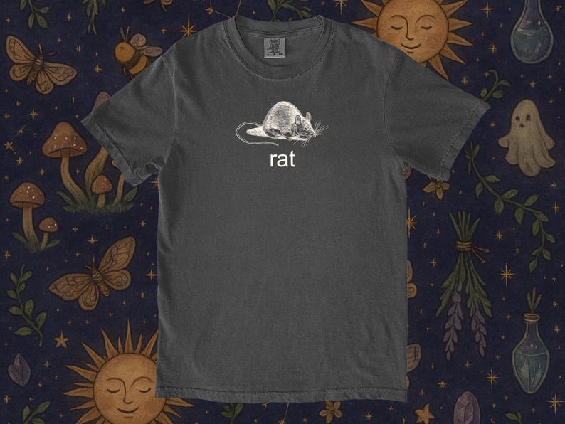 Camiseta vintage de rata, estilo Dark Academia, divertida, con estampado minimalista de animales, ideal para amantes de los roedores. imagen 6
