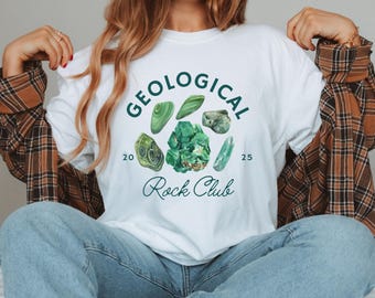 Camiseta de geología: Camiseta con gráfico de piedras preciosas del Vintage Rock Club