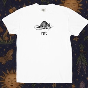 Camiseta vintage de rata, estilo Dark Academia, divertida, con estampado minimalista de animales, ideal para amantes de los roedores. imagen 3