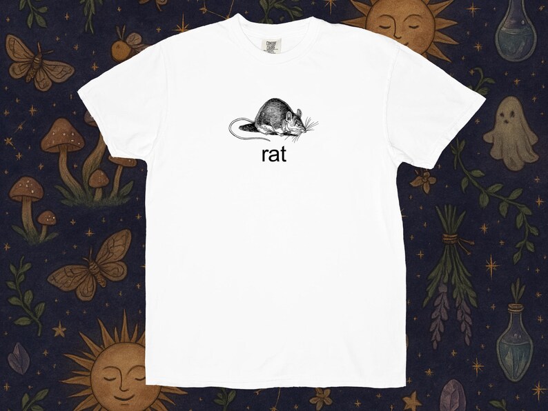 Camiseta vintage de rata, estilo Dark Academia, divertida, con estampado minimalista de animales, ideal para amantes de los roedores. imagen 3