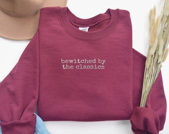 Embroidered Sweater for Book Lover Cozy Booktok Sweatshirt for Readers Dark Romance Vibes Oversized Fall Outfit