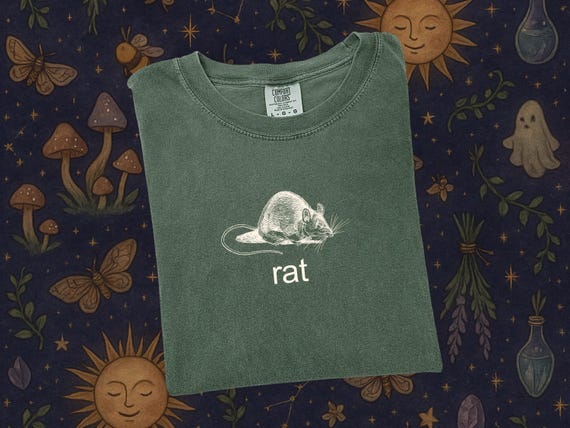 Vintage Rat T Shirt Dark Academia Funny Graphic Tee Minimal Animal Illustration Top Cottagecore Naturecore Gift for Rodent Lovers