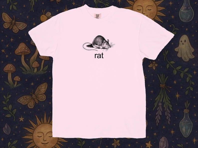 Camiseta vintage de rata, estilo Dark Academia, divertida, con estampado minimalista de animales, ideal para amantes de los roedores. imagen 5