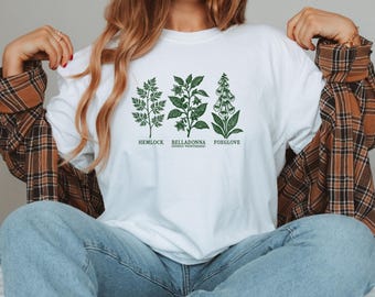 Camiseta de brujería de jardín: Linograbado de hierbas, plantas venenosas
