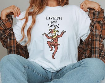 Funny Medieval Shirt Jester Live Laugh Love Tee Vintage Court Fool Humor Comfort Colors Knightcore Weirdcore Graphic T-Shirt