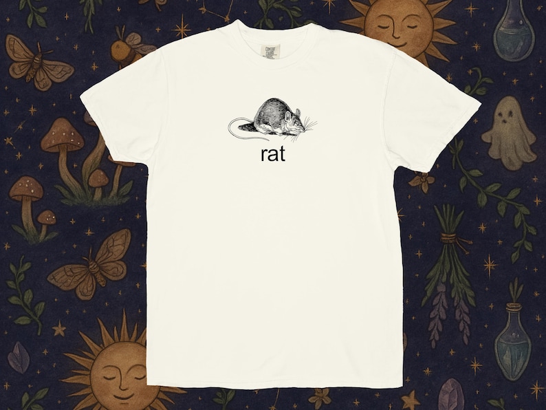 Camiseta vintage de rata, estilo Dark Academia, divertida, con estampado minimalista de animales, ideal para amantes de los roedores. imagen 4