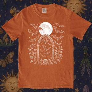 Gothic Bat Shirt, Full Moon, Dark Academia Tee image 7