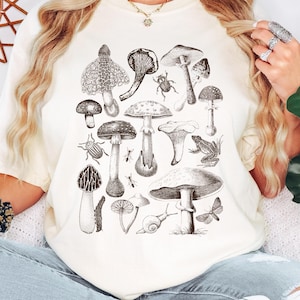 Mycology T Shirt Cottagecore Mushroom Magic Goblincore Witchy Clothing Forestcore Aesthetic Fungi Lover Nature Illustration Forager Tee