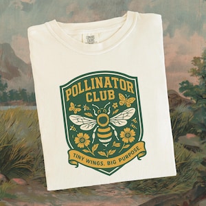 Pollinator Bee Shirt With Collegiate Bee Design Graphic Tee For Nature Lovers, Insect Protectors & Eco Conscious Style