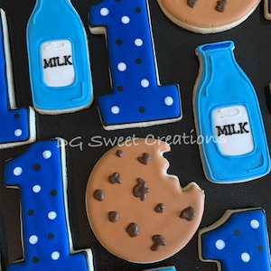 Milk & Cookies Sugar Cookies - Cookie Monster Themed Sugar Cookies - 12 Cookies