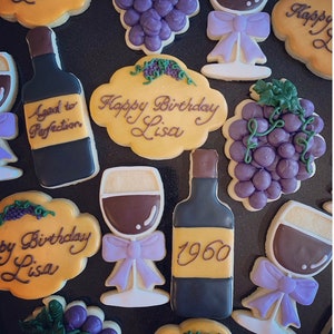 Red Wine Themed Cookies - 12 Cookies
