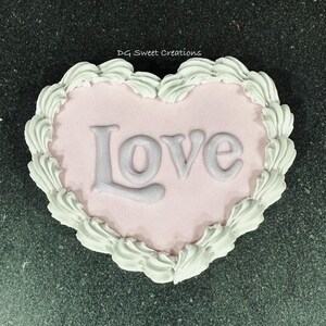 Vintage Heart Sugar Cookies - Valentine&#39;s Day Cookies - 6 Cookies - Cookie Pop Option