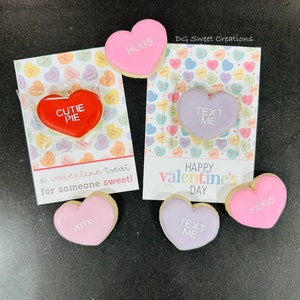 Valentine&#39;s Day Sugar Cookies - Valentine&#39;s Day Cookies - Mini Conversation Hearts Cookies - 12 Cookies