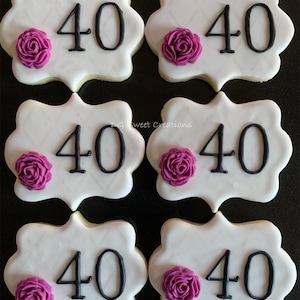 40th Birthday Sugar Cookies - 40th Party Favor - Milestone Birthday - Customizable Cookies - 12 cookies