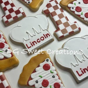 Pizza Themed Sugar Cookies - Pizza Birthday Party - 12 Cookies