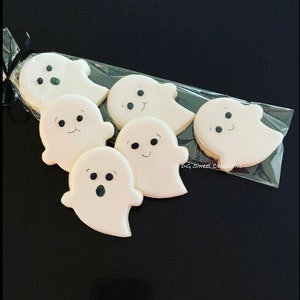 Small Halloween Themed Cookies - Small Ghost Cookies - 12 Sleeves