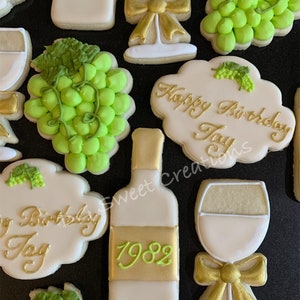 White Wine Themed Cookies - 12 Cookies