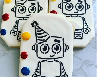 Paint your own Robot Cookie - PYO Cookie - Robot cookie - 12 Cookies