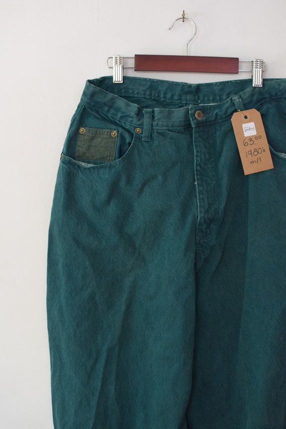 Vintage 1980’s Emerald Green Mom Jeans Teal Green 