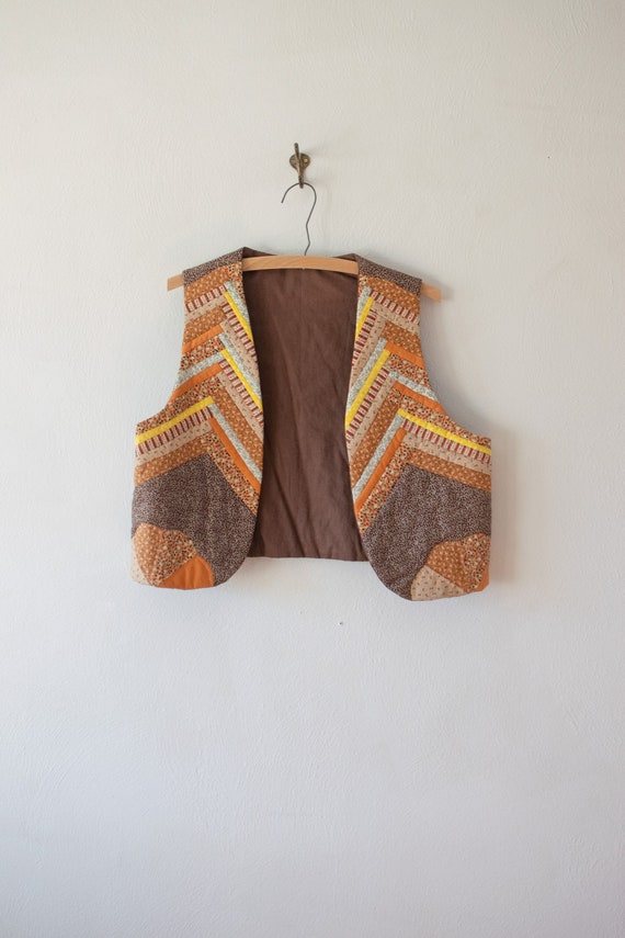 Vintage 1970's Quilted Vest Handmade Natural Earth